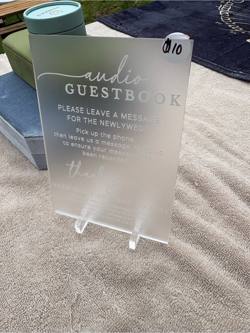 Clear Acrylic Audio Guestbook Sign - White Lettering